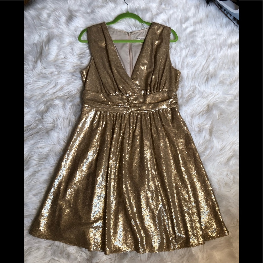 Gold Sequin Mini Cocktail Dress